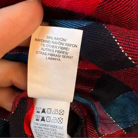 NWT Lucky Brand Red Blue Twill Plaid Casual Buttoned Down Relaxed Fit Shirt XL - Picture 12 of 15